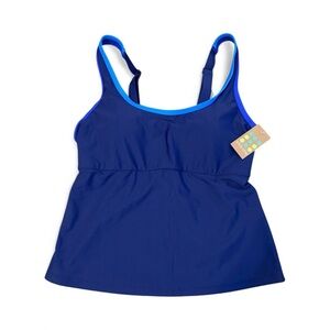 NWT TITLE NINE Riptide Colorblock Tankini Swim Top Blue 36C